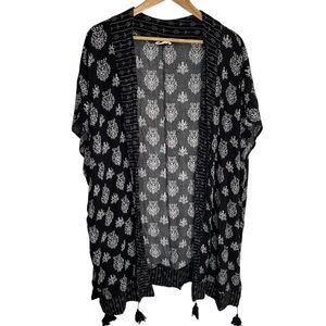 Hummingbird artsy romantic witchy Rayon Open Cardigan With Tassels Size Medium